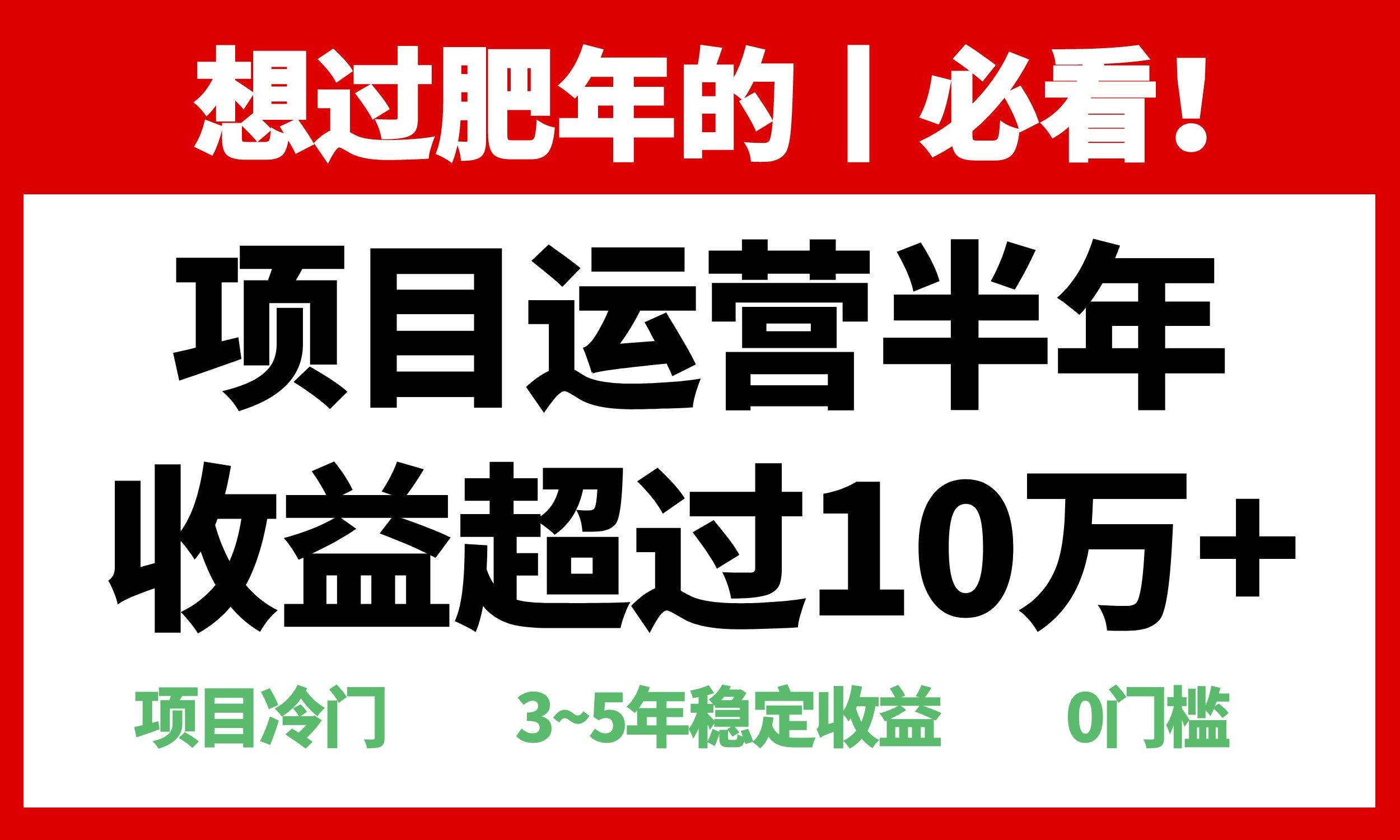 年前过肥年的必看的超冷门项目，半年收益超过10万+，-宇文网创