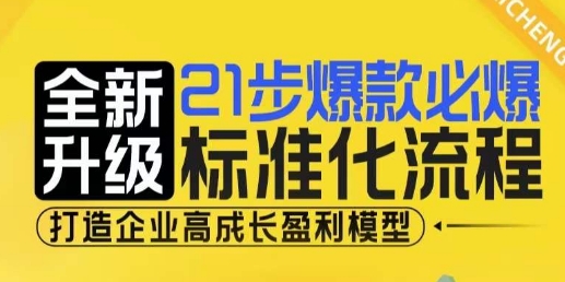 21步爆款必爆标准化流程，全新升级，打造企业高成长盈利模型-宇文网创