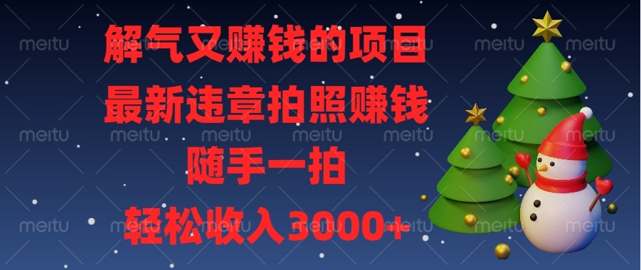 解气又赚钱的项目，最新违章拍照赚钱，随手一拍，轻松收入3000+-宇文网创