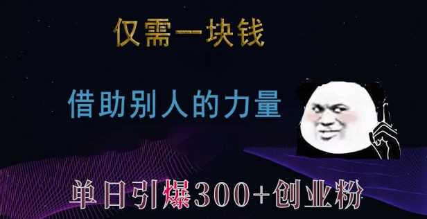 仅需一块钱，借助别人的力量，单日引爆300+创业粉、兼职粉【揭秘】-宇文网创