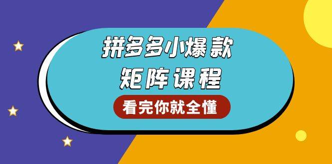 拼多多爆款矩阵课程：教你测出店铺爆款，优化销量，提升GMV，打造爆款群-宇文网创