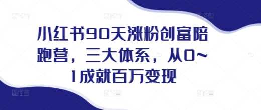 小红书90天涨粉创富陪跑营，​三大体系，从0~1成就百万变现，做小红书的最后一站-宇文网创