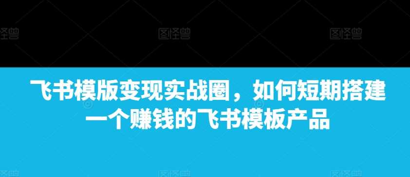 飞书模版变现实战圈，如何短期搭建一个赚钱的飞书模板产品-宇文网创