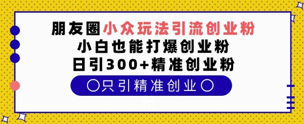 朋友圈小众玩法引流创业粉，小白也能打爆创业粉，日引300+精准创业粉【揭秘】-宇文网创