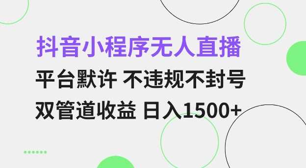 抖音小程序无人直播 平台默许 不违规不封号 双管道收益 日入多张 小白也能轻松操作【仅揭秘】-宇文网创