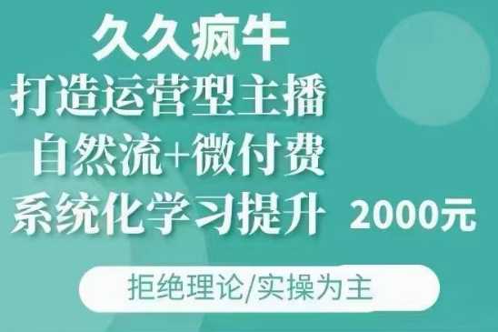 久久疯牛·自然流+微付费(12月23更新)打造运营型主播，包11月+12月-宇文网创