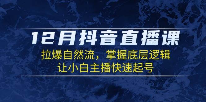 12月抖音直播课：拉爆自然流，掌握底层逻辑，让小白主播快速起号-宇文网创