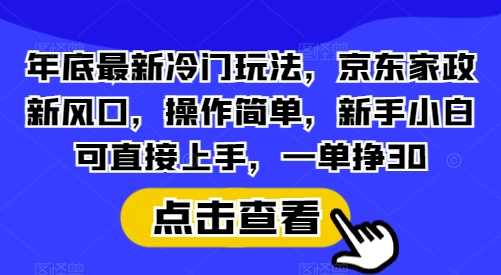 年底最新冷门玩法，京东家政新风口，操作简单，新手小白可直接上手，一单挣30【揭秘】-宇文网创