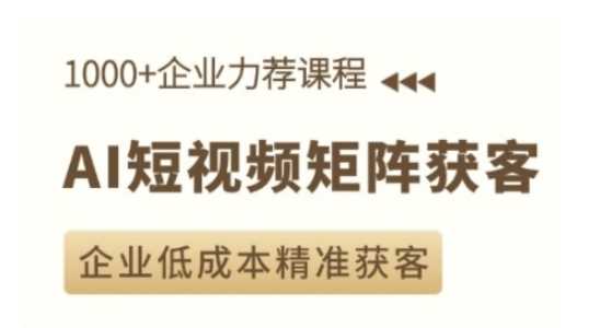 AI短视频矩阵获客实操课，企业低成本精准获客-宇文网创