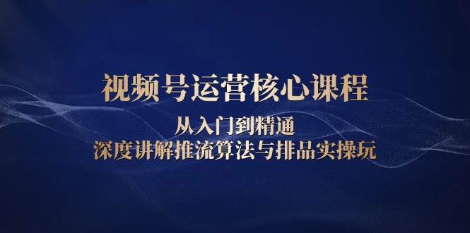 视频号运营核心课程，从入门到精通，深度讲解推流算法与排品实操玩-宇文网创