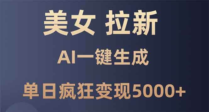 美女暴力拉新，通过AI一键生成，单日疯狂变现5000+，纯小白一学就会！-宇文网创