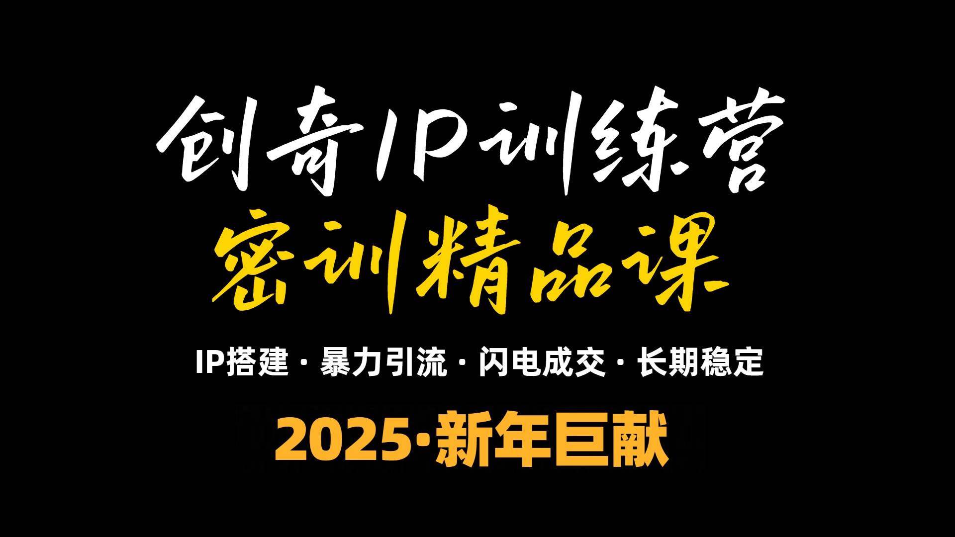 2025年“知识付费IP训练营”小白避坑年赚百万，暴力引流，闪电成交-宇文网创