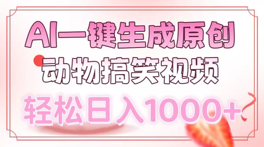 AI一键生成原创动物搞笑视频，轻松日入1000+-宇文网创