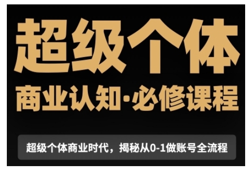 超级个体商业认知觉醒视频课，商业认知·必修课程揭秘从0-1账号全流程-宇文网创