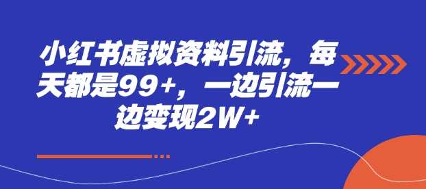 小红书虚拟资料引流，每天都是99+，一边引流一边变现2W+-宇文网创