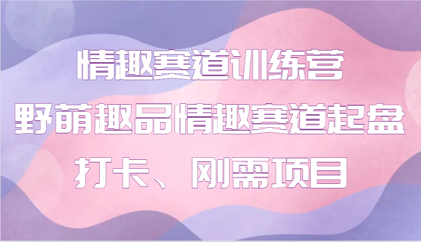 情趣赛道训练营 野萌趣品情趣赛道起盘打卡、刚需项目-宇文网创