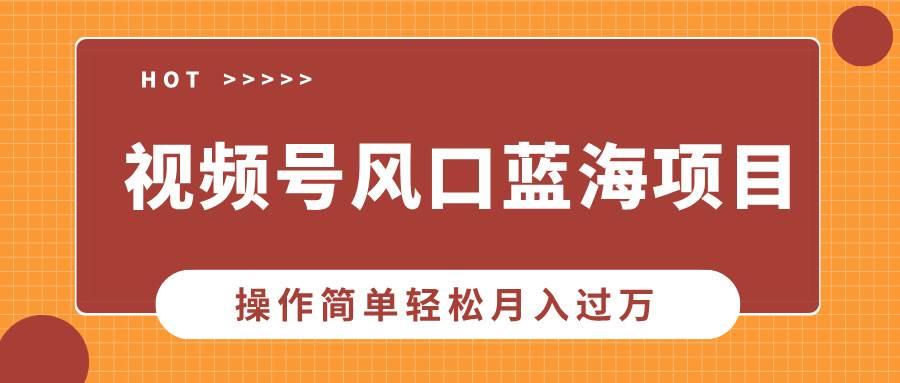 视频号风口蓝海项目，中老年人的流量密码，操作简单轻松月入过万-宇文网创