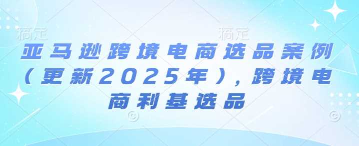 亚马逊跨境电商选品案例(更新2025年)，跨境电商利基选品-宇文网创