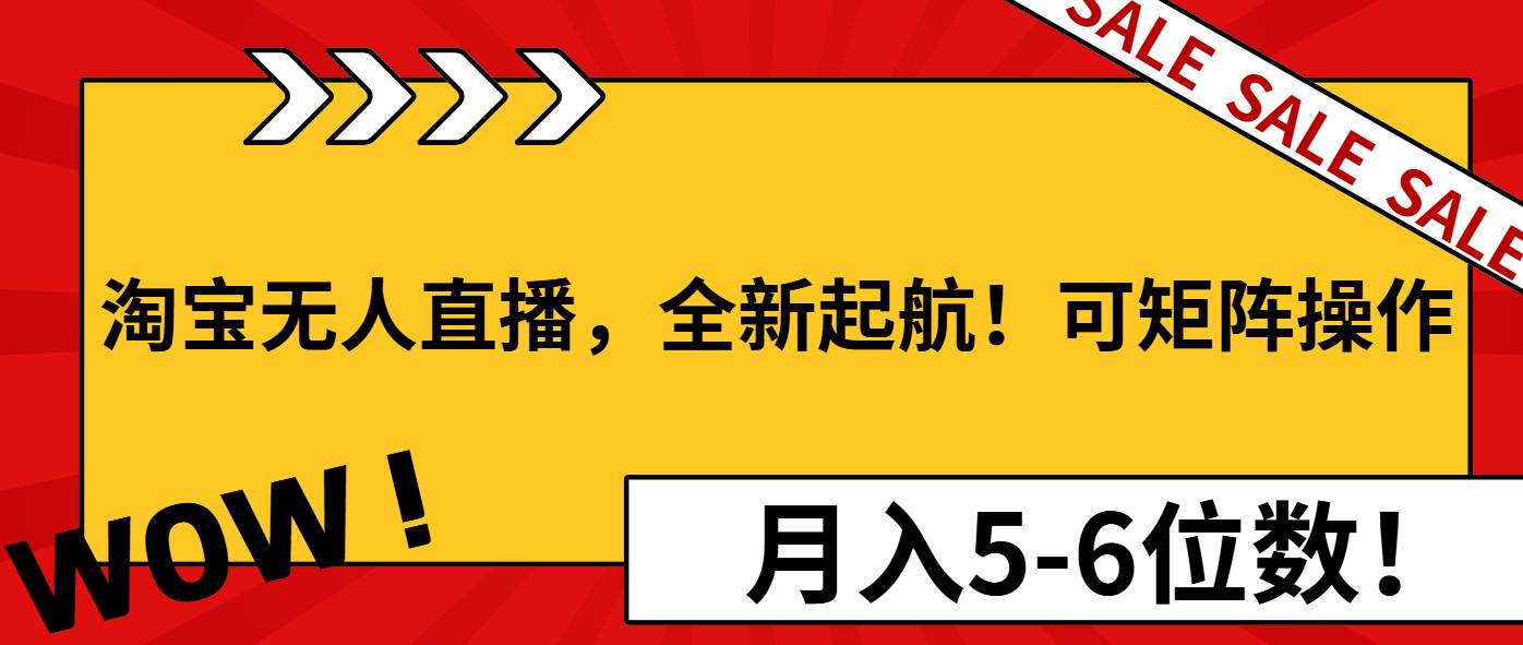 淘宝无人直播，全新起航！可矩阵操作，月入5-6位数！-宇文网创