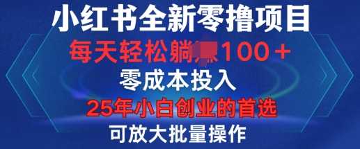 小红书全新纯零撸项目，只要有号就能玩，可放大批量操作，轻松日入100+【揭秘】-宇文网创