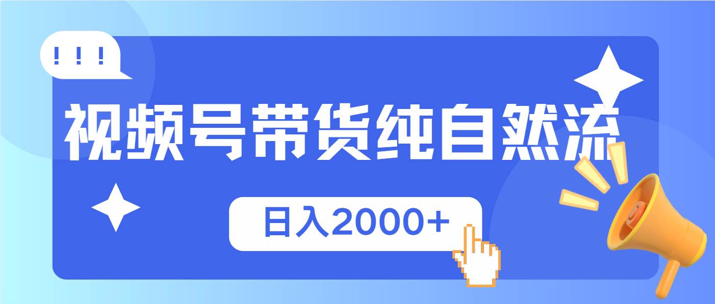 视频号带货，纯自然流，起号简单，爆率高轻松日入2000+-宇文网创