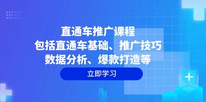 直通车推广课程：包括直通车基础、推广技巧、数据分析、爆款打造等-宇文网创