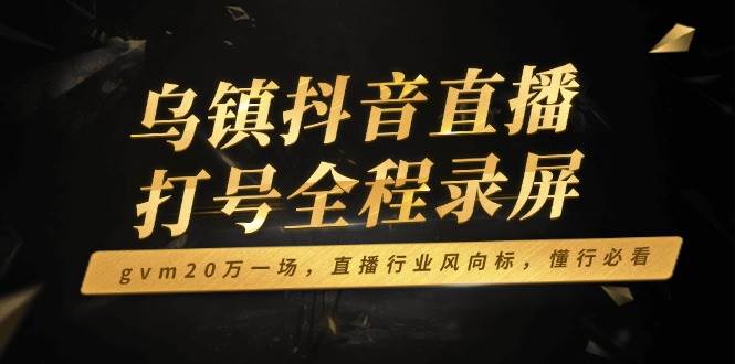 乌镇抖音直播打号全程录屏，gvm20万一场，直播行业风向标，懂行必看-宇文网创