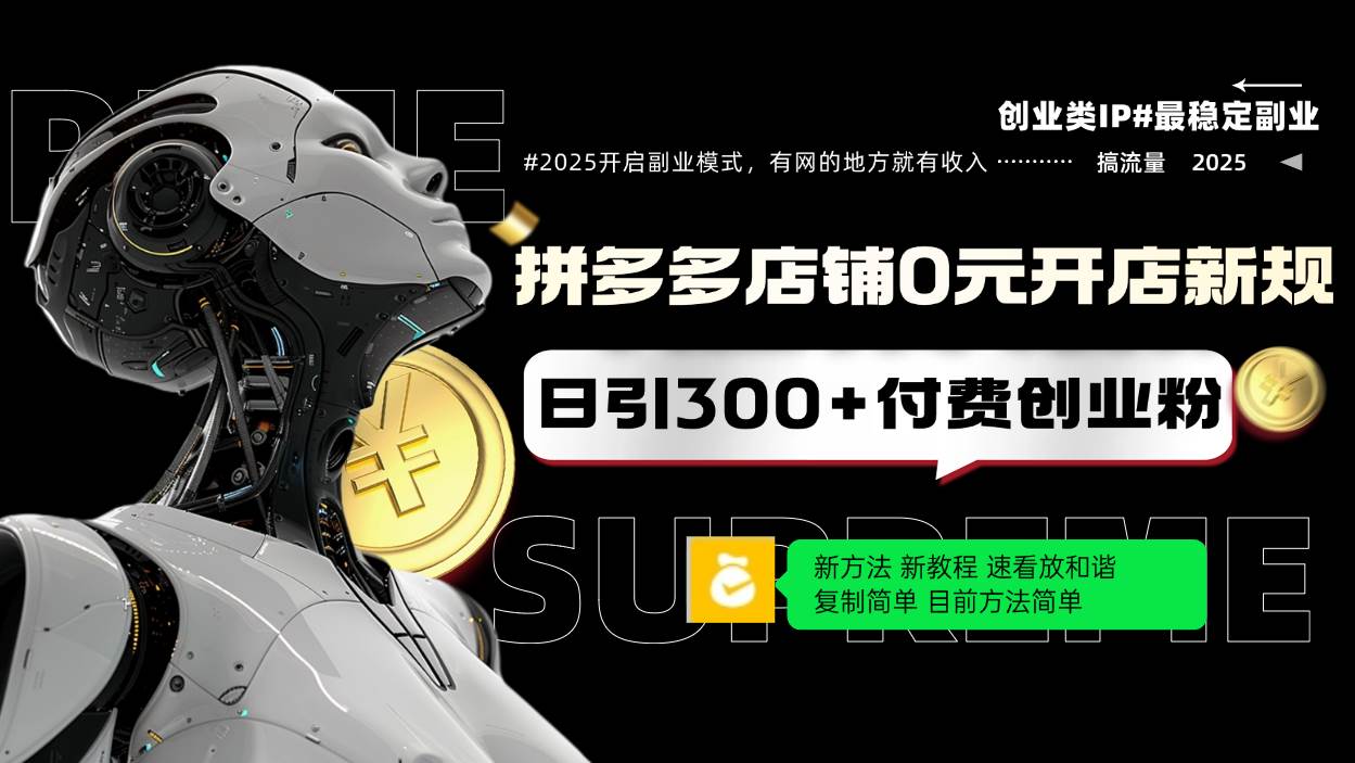 拼多多店铺0元开店新规，日引300+付费创业粉，目前方法简单复制粘贴可矩阵-宇文网创