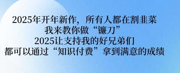2025年开年新作，所有人都在割韭菜，我来教你做“镰刀” 2025让支持我的好兄弟们都可以通过“知识付费”拿到满意的成绩【揭秘】-宇文网创
