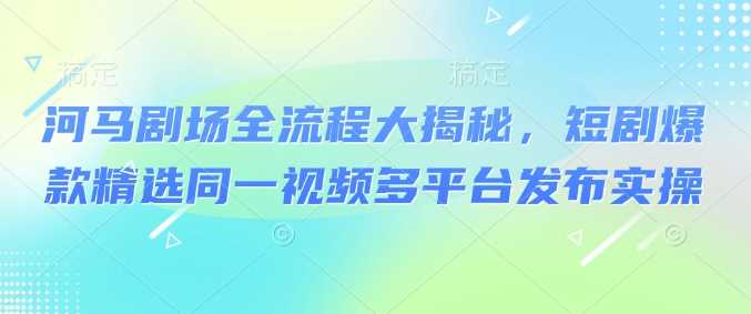 河马剧场全流程大揭秘，短剧爆款精选同一视频多平台发布实操-宇文网创