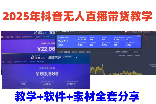 2025年抖音无人直播带货教学，从0到1全程干货快速撸金-宇文网创
