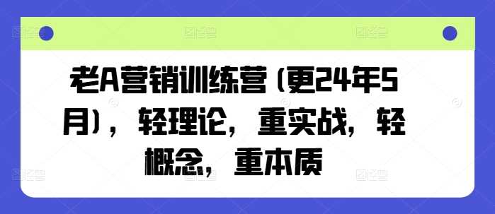 老A营销训练营(更25年3月)，轻理论，重实战，轻概念，重本质-宇文网创