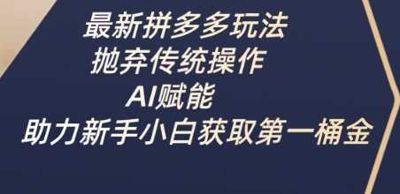 最新拼多多玩法，抛弃传统操作，AI赋能，助力新手小白获取第一桶金-宇文网创