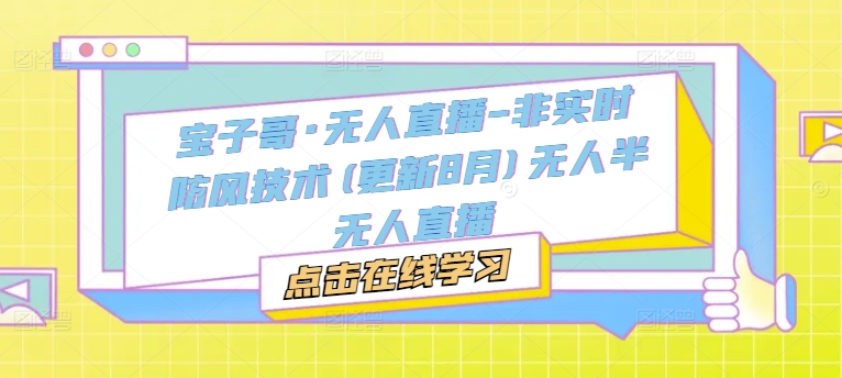 宝子哥·无人直播-非实时防风技术(更新25年5月)无人半无人直播-宇文网创