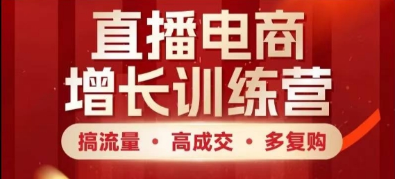 直播电商增长训练营，搞流量·高成交·多复购，快速上手有思路-宇文网创