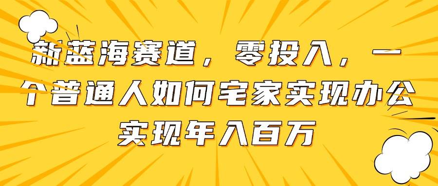 新蓝海赛道，零投入，一个普通人如何宅家办公实现年入百万-宇文网创