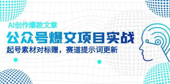 公众号爆文项目实战，AI创作爆款文章，起号素材对标赠-宇文网创