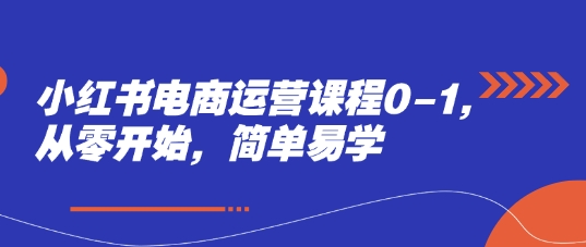 小红书电商运营课程0-1，从零开始，简单易学-宇文网创