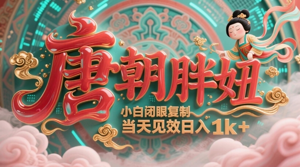 用AI克隆“唐朝胖妞”日更3条，平台疯狂推流，小白闭眼复制，当天见效，日入1k+-宇文网创