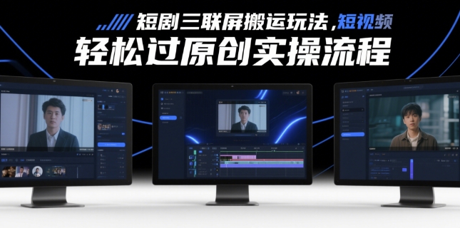 短剧三联屏搬运玩法，短剧搬运轻松过原创实操流程-宇文网创