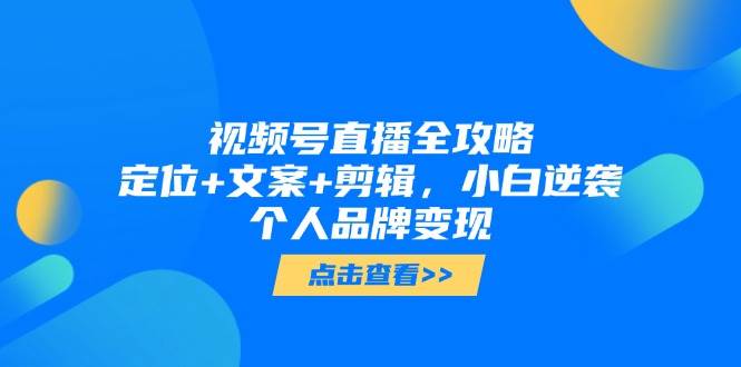 视频号直播全攻略，定位+文案+剪辑，小白逆袭个人品牌变现-宇文网创