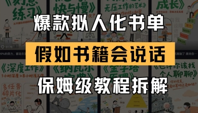 最新爆款拟人化书单玩法，假如书籍会说话，保姆级教程-宇文网创