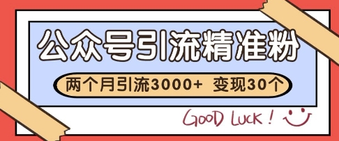 公众号精准粉引流玩法，2个月3000+精准粉，变现30个W【揭秘】-宇文网创