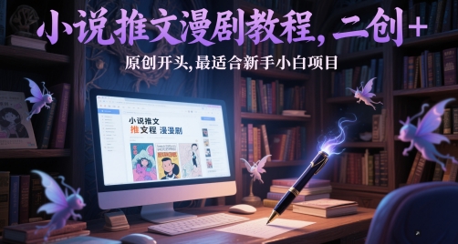 小说推文漫剧教程，二创+原创开头，最适合新手小白项目-宇文网创
