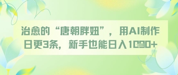 治愈的“唐朝胖妞”，用AI制作日更3条，新手也能日入多张-宇文网创