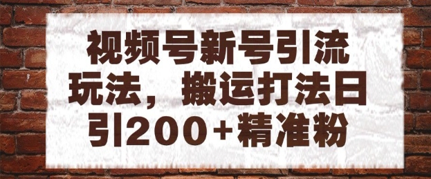 视频号新号引流玩法，搬运打法日引200+精准粉，可矩阵放大【揭秘】-宇文网创