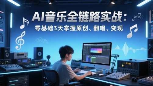 AI音乐全链路实战变现课：零基础3天掌握原创、翻唱、变现-宇文网创