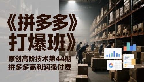 《拼多多打爆班》原创高阶技术第44期，拼多多高利润强付费-宇文网创