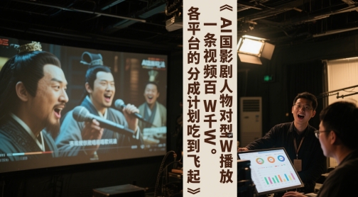AI三国影视剧人物对口型唱歌玩法，一条视频百W千W播放，各平台的分成计划吃到飞起-宇文网创