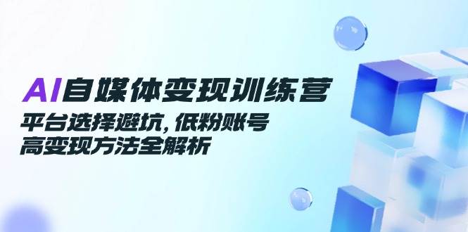 AI自媒体变现训练营，平台选择避坑，低粉账号高变现方法全解析-宇文网创